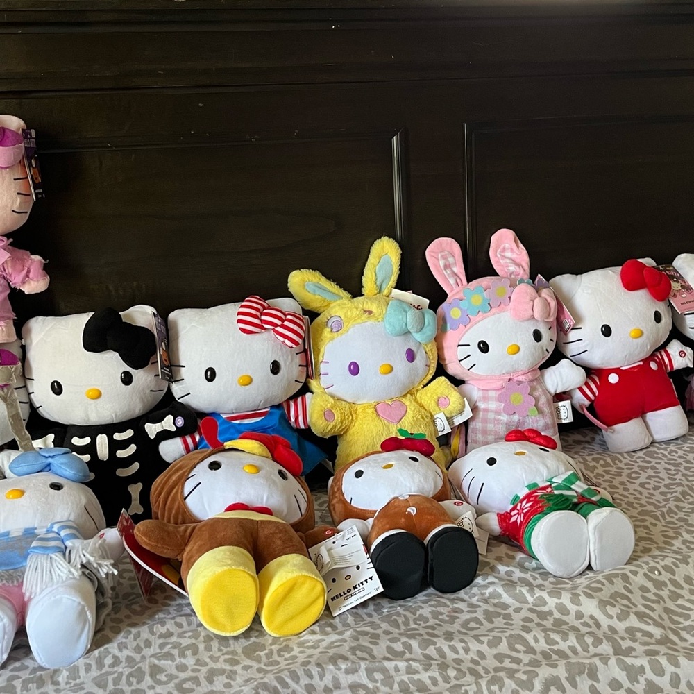 Hello Kitty White and Black Plush Stuffed Animals